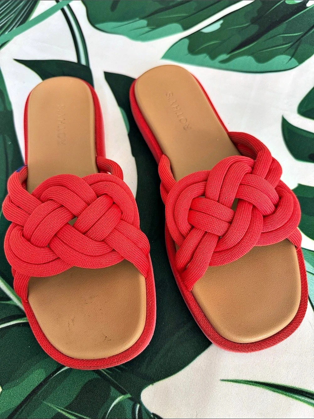Rothy's The Knot Slide Braided Sandals Red